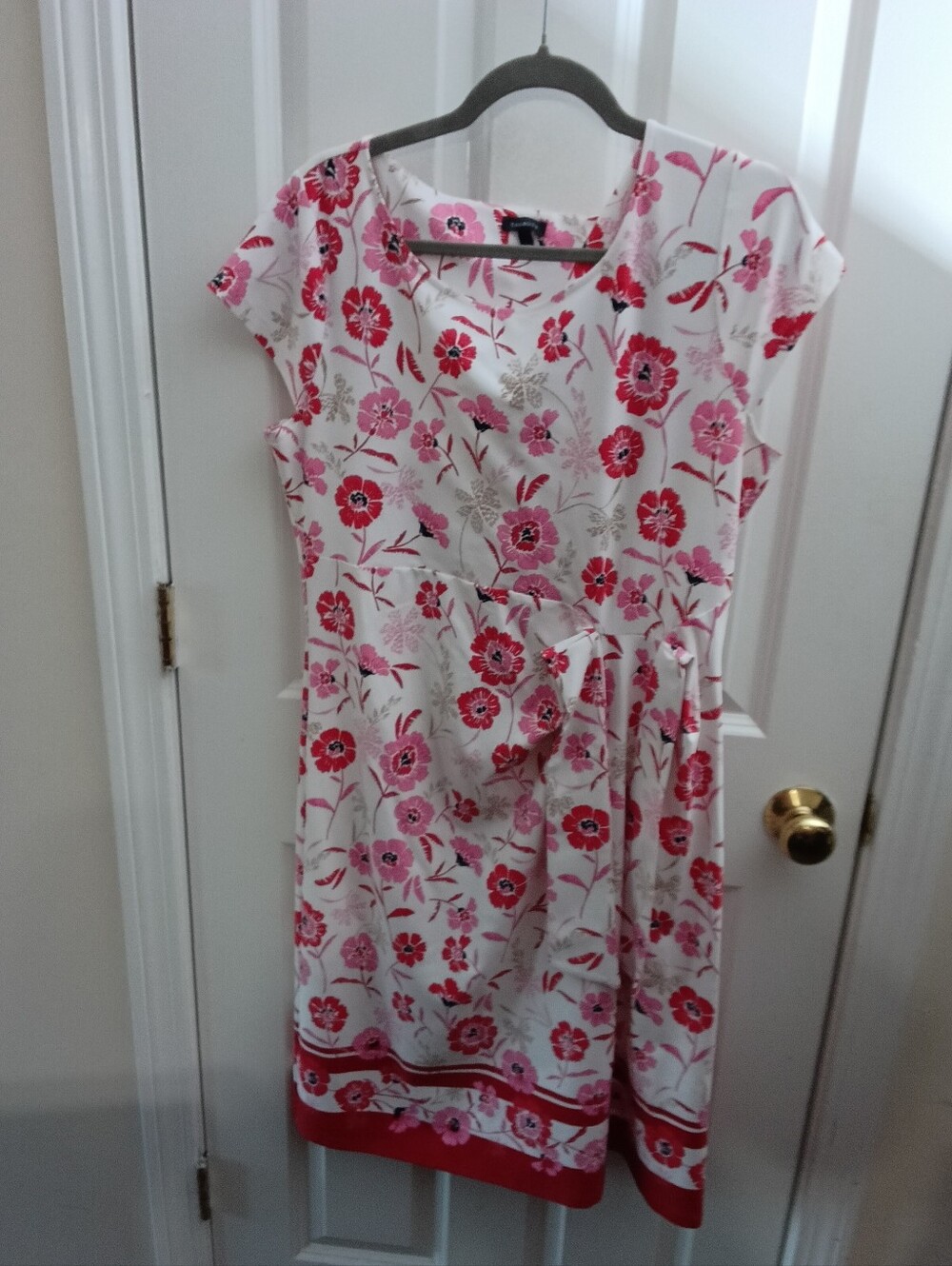 TALBOTS Floral Pink & White Cap-Sleeve Shift Dress SIZE LARGE - Picture 5 of 10